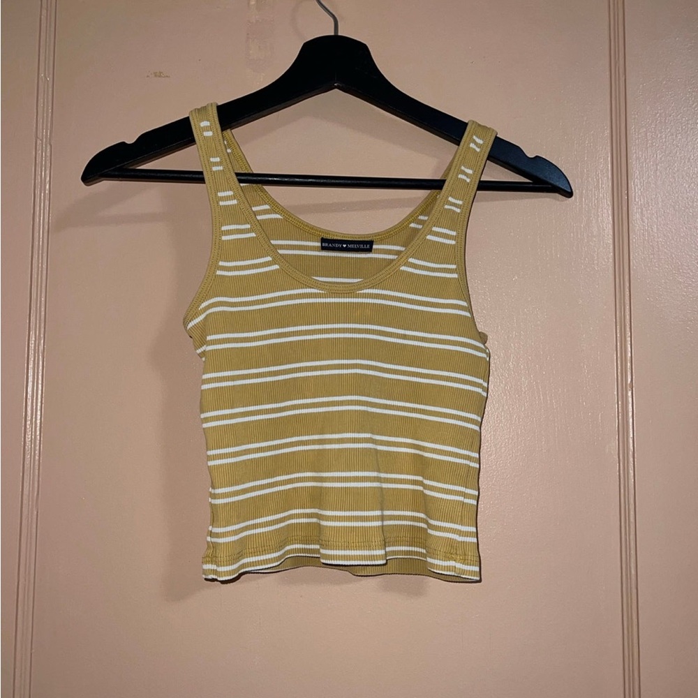 Brandy Melville yellow and white striped tank